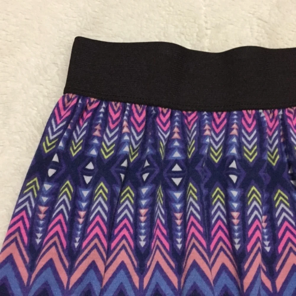 Multicolor Patterned High Low Boho Skirt